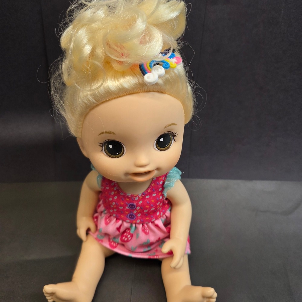 Baby Alive‎ Doll 12" Blonde Pink Strawberry Dress Hasbro E6943 2018